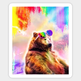 Rainbow Bear Wearing Love Heart Glasses Sticker
